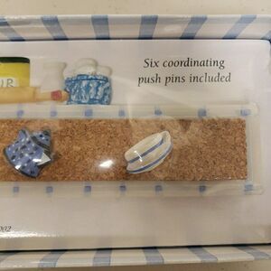 New LADY JAYNE 12.5” Kitchen Themed Magnetic Cork Memo Strip w Figural Pushpins